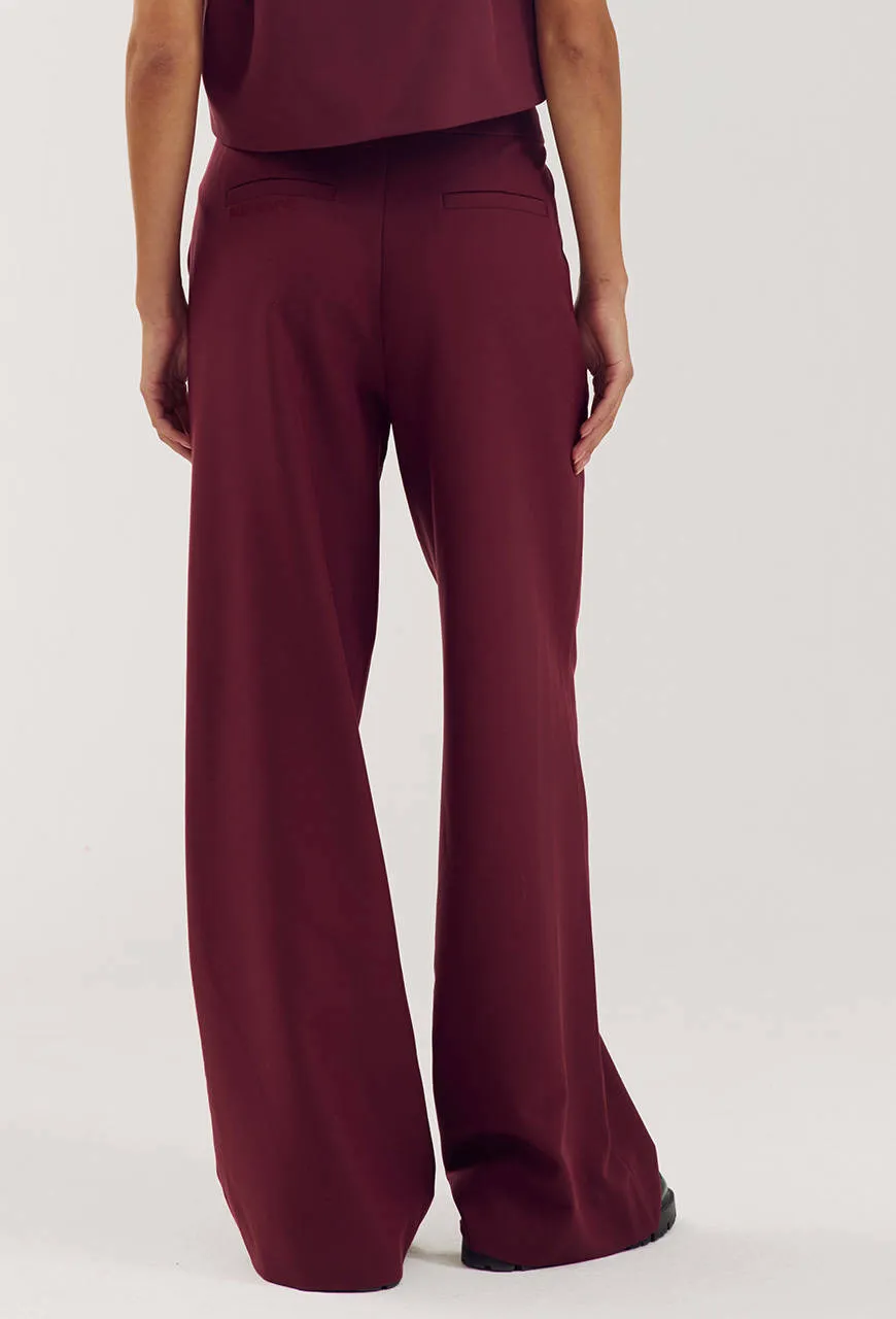 Harper & Yve wide leg broek - wijnrood, foto 3