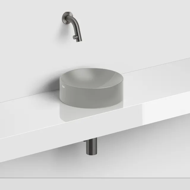 Clou Fonteinkraan Clou Kaldur Korte Uitloop Wandmontage Gunmetal Geborsteld PVD Gun Metal