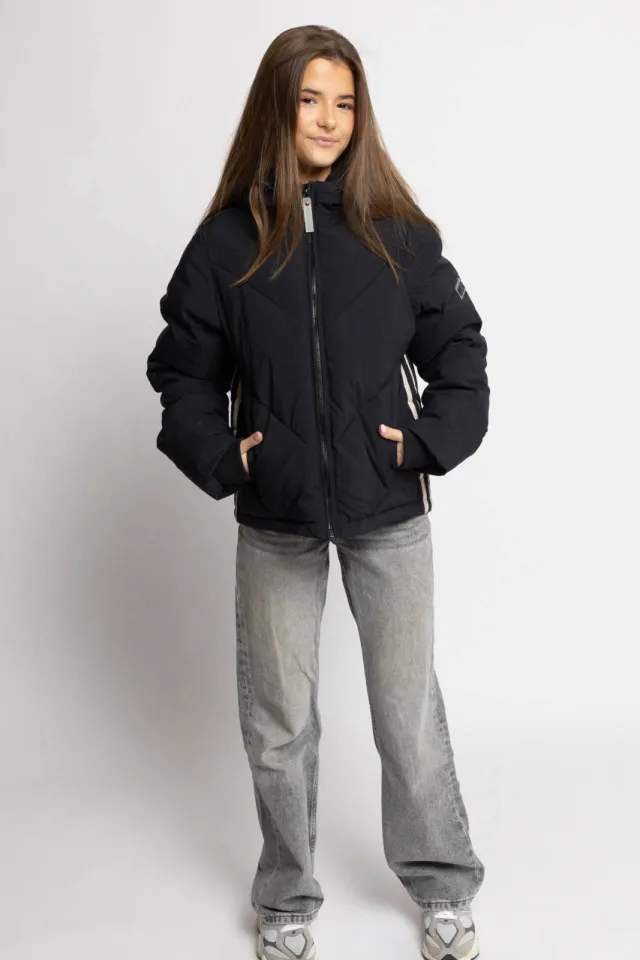 LOOXS 10sixteen gewatteerde gestreepte quilted winterjas - zwart