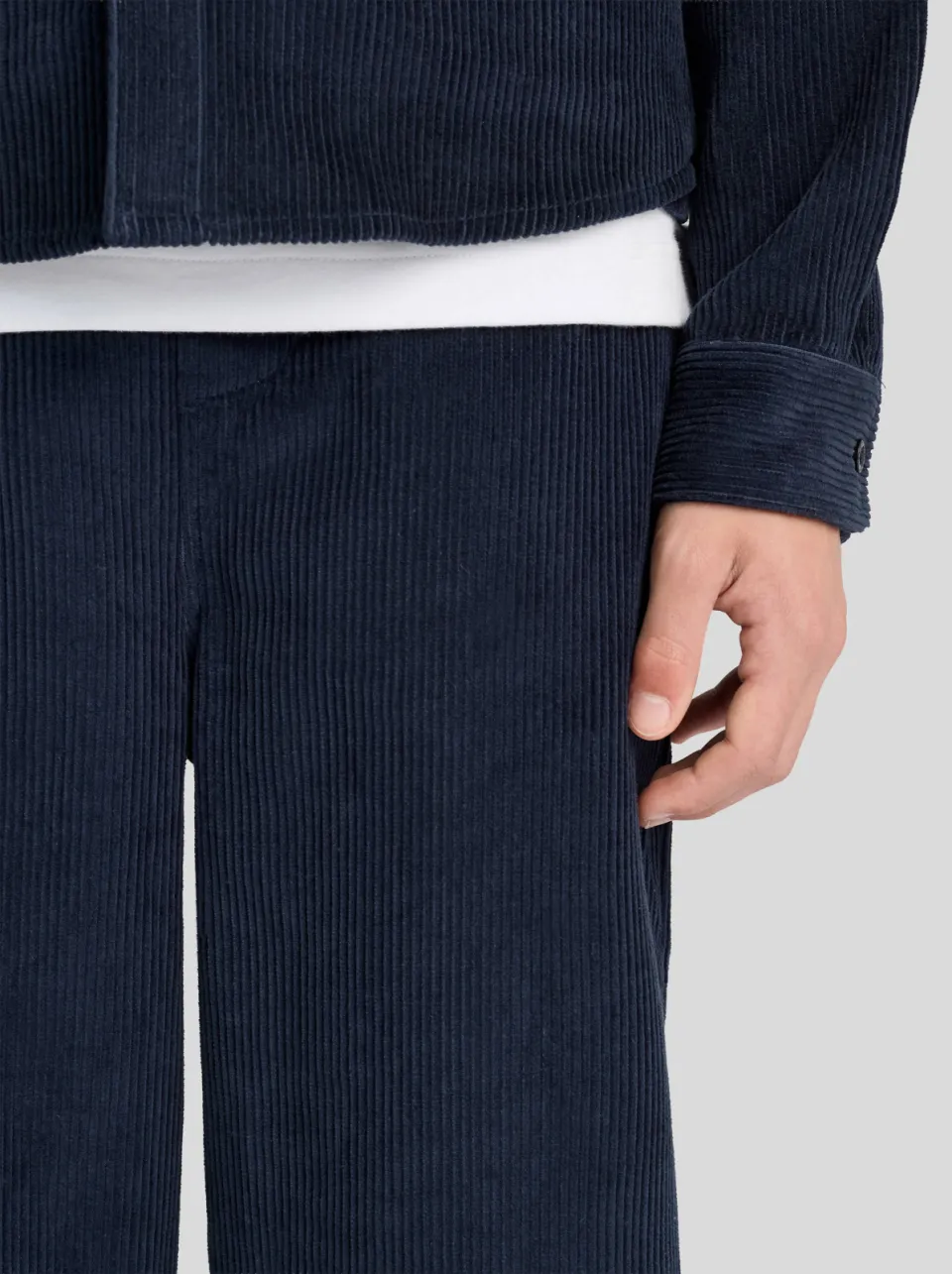 Lyle & Scott corduroy casual broek donkerblauw, foto 6