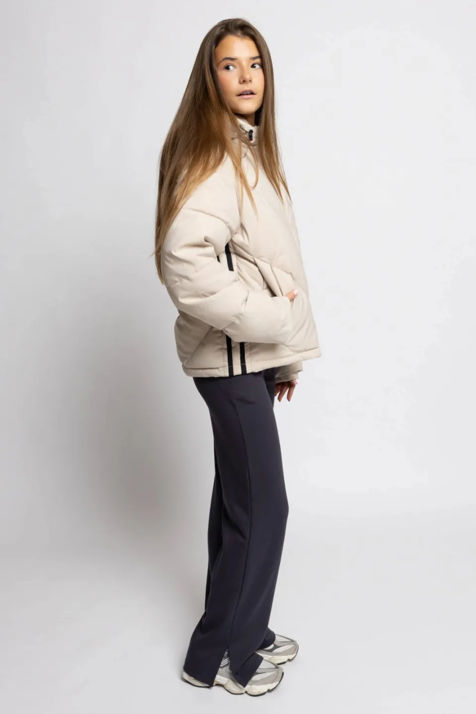 LOOXS 10sixteen gestreepte quilted winterjas ecru, foto 8