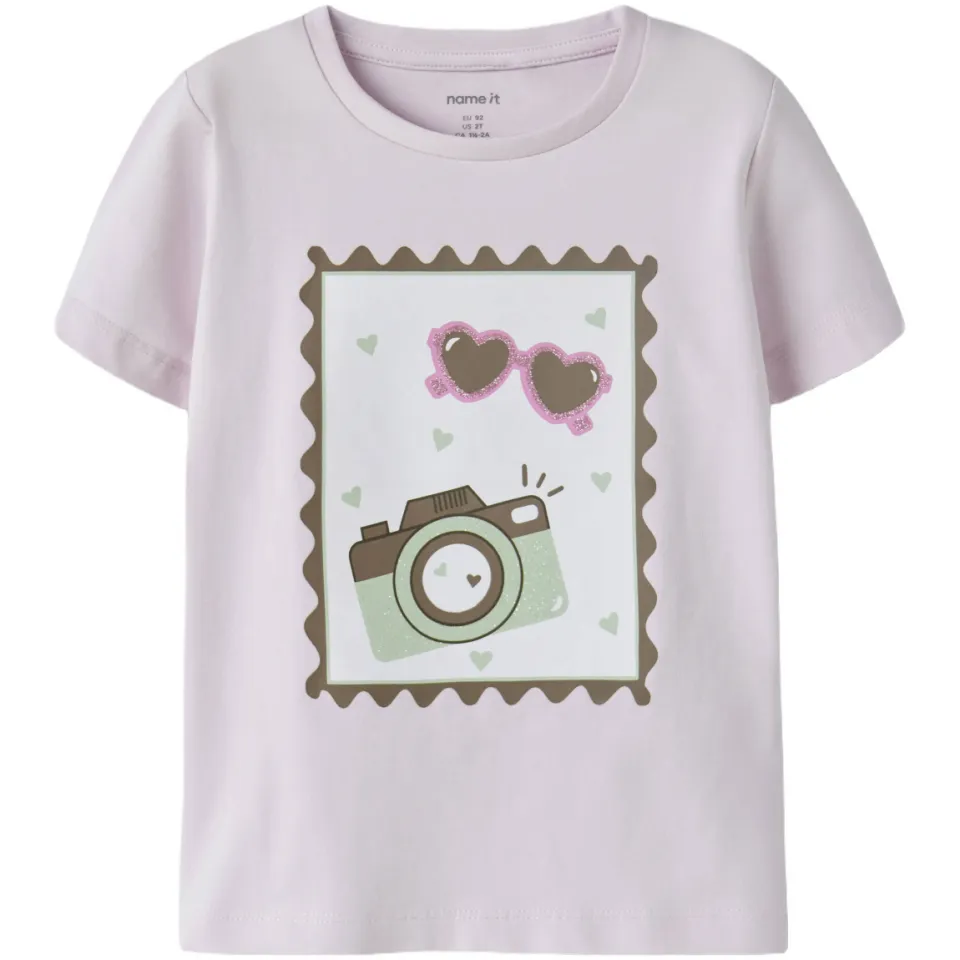 NAME IT MINI T-shirt roze met print