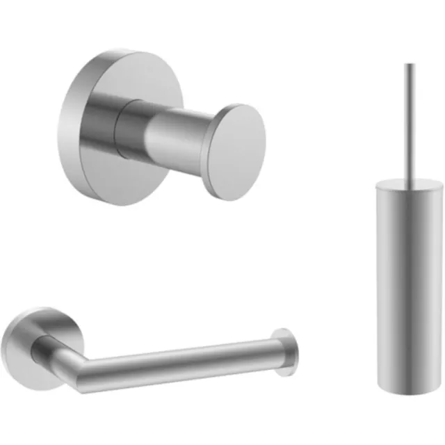 Sanilux Toiletset Sanilux Oriana Toiletborstelhouder Met Handdoekhaak en Toiletrolhouder Rond Gun Metal Gunmetal