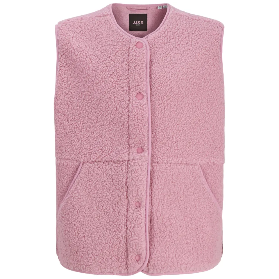 JJXX GIRL rechtvallend teddy gilet - roze, foto 2