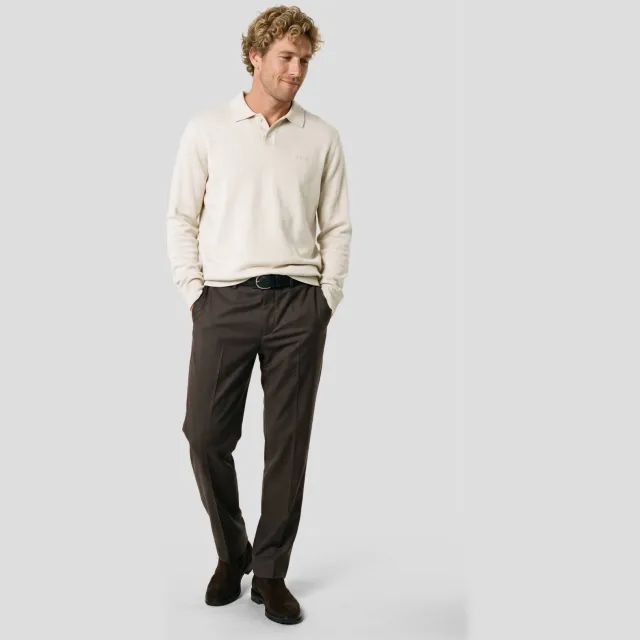 Boss Asac_PL katoenen regular fit gebreide trui - light beige