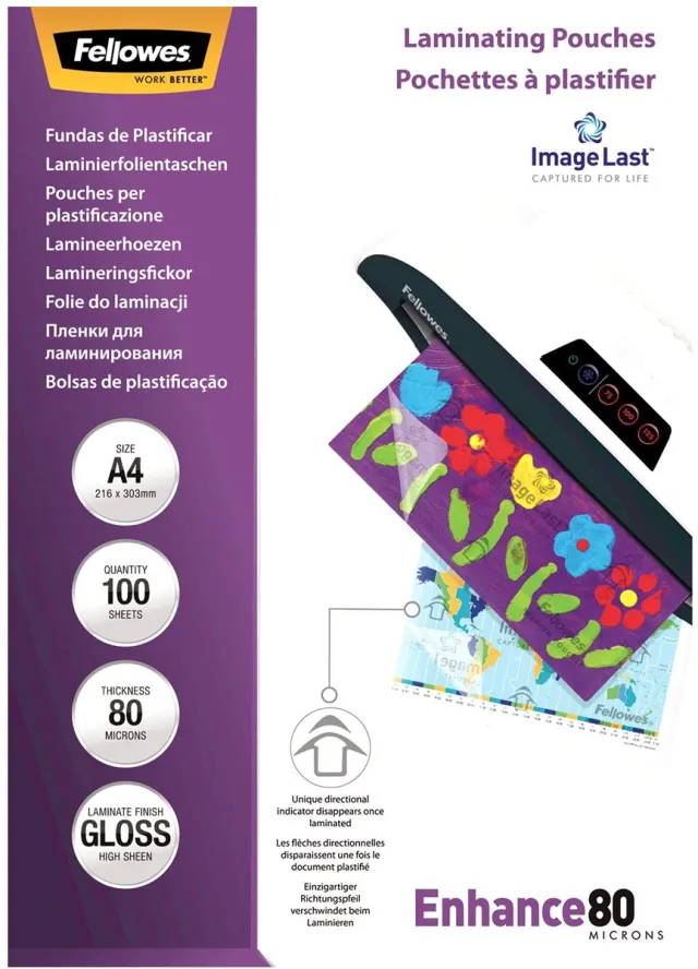Fellowes Lamineerhoes fellowes a4 2x80micron glans 100 Stuks