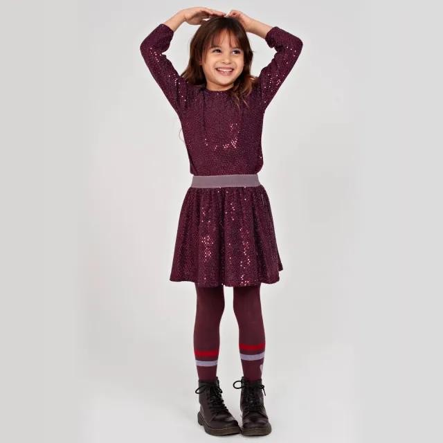 Jubel longsleeve met pailletten bordeauxrood