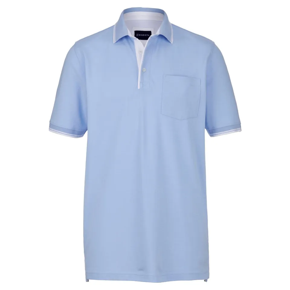 Babista regular fit polo met contrastbies Plus Size - lichtblauw, foto 2