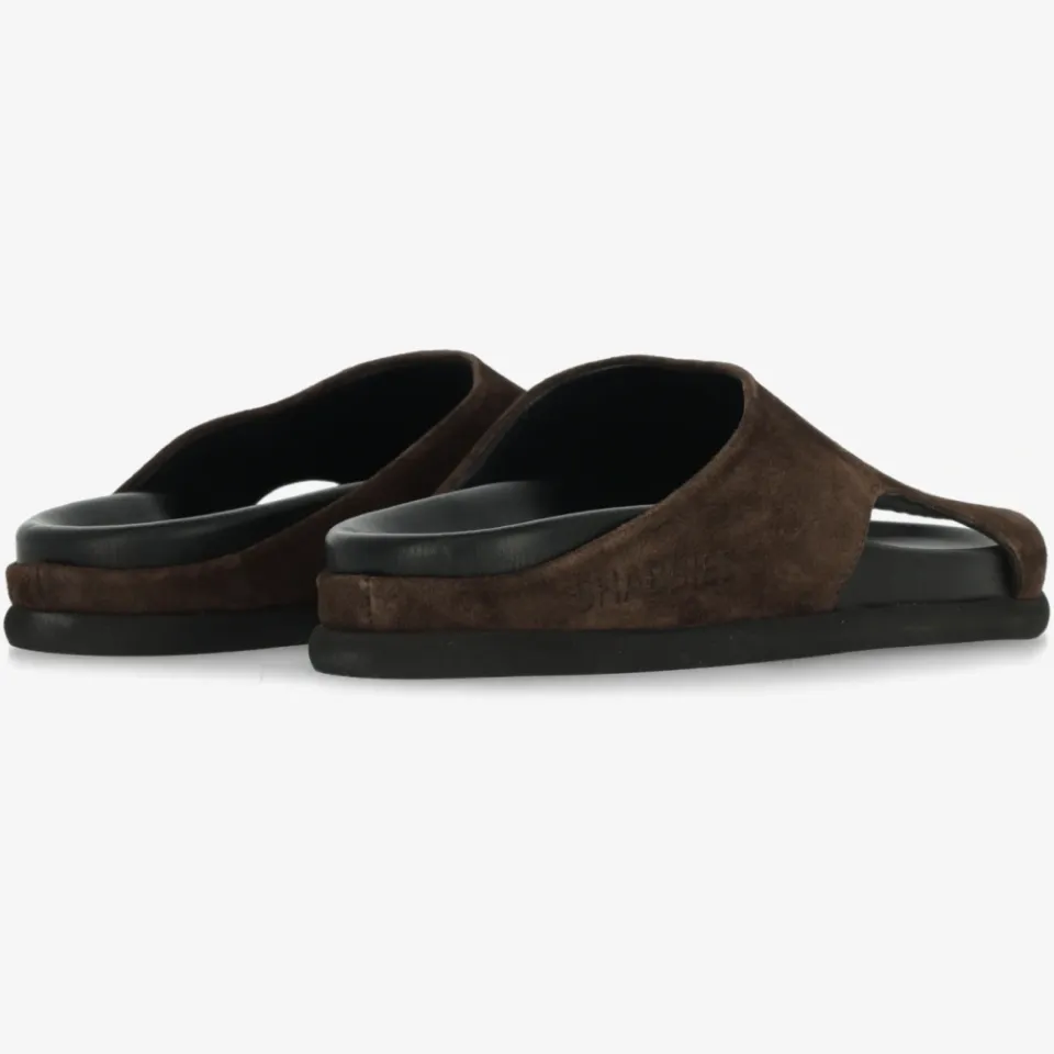 Shabbies Amsterdam Inga Close slipper Suède Donkerbruin, foto 2