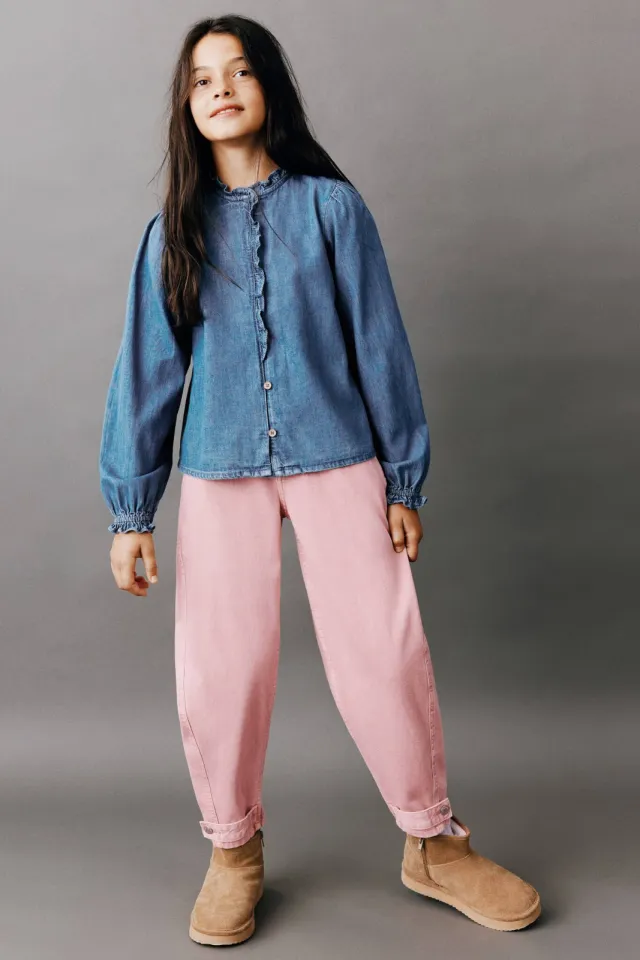 Mango Kids ballon barrel jeans - roze