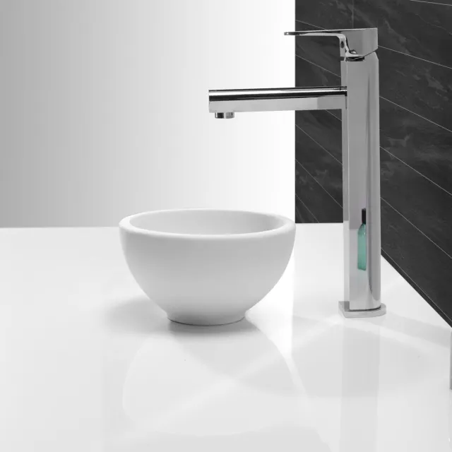 Wiesbaden Opzetfontein Wiesbaden Solid Surface Rond 20x20x11 cm Mat Wit