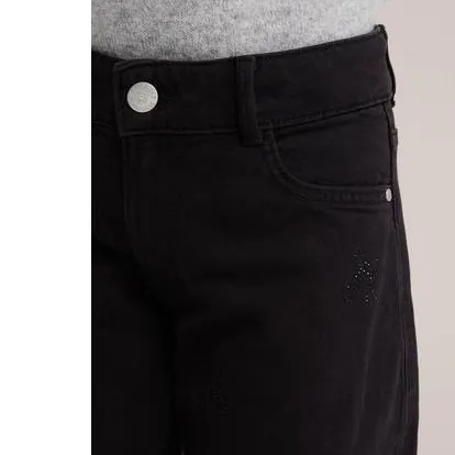 WE Fashion wide leg jeans met strass-steentjes - black denim, foto 4