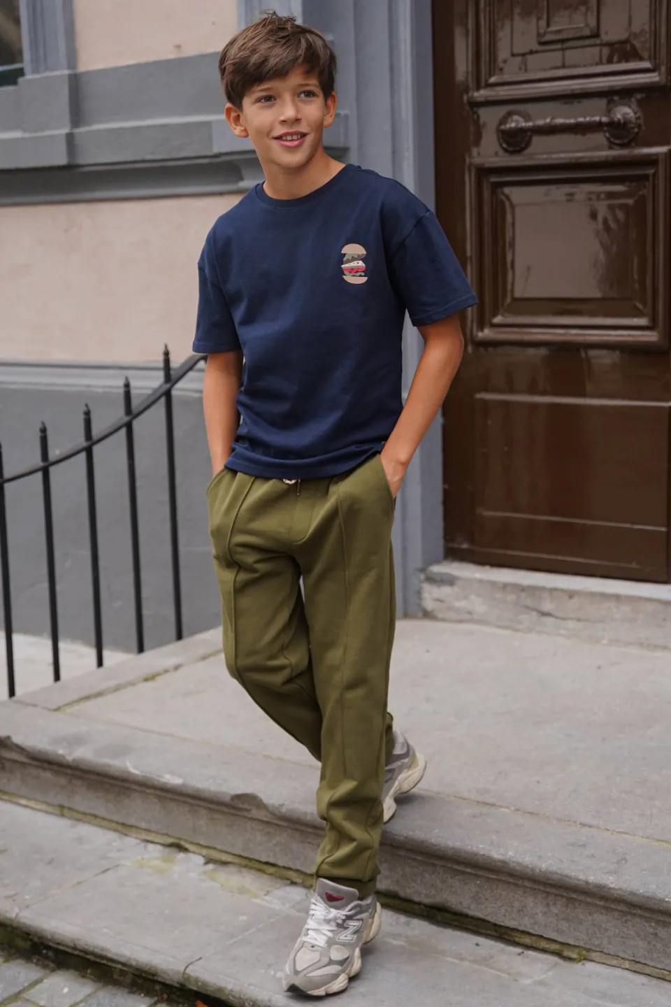 Like Flo straight leg casual broek olijfgroen, foto 3