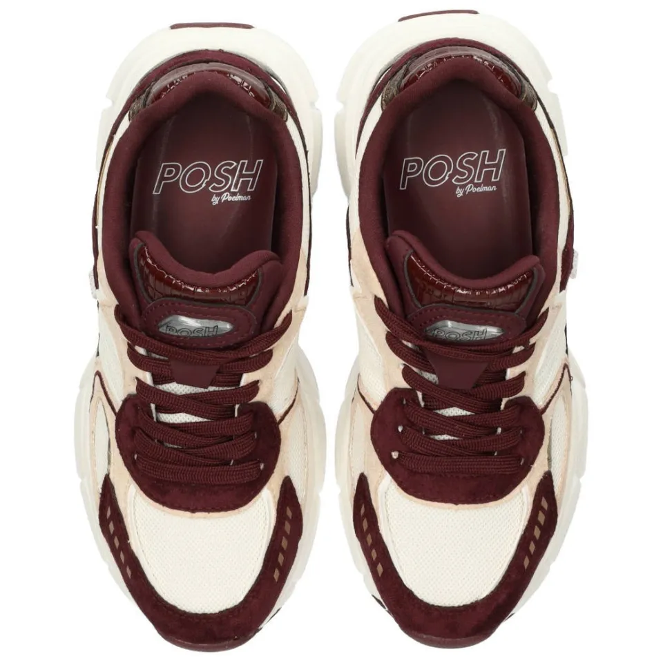 POSH by Poelman Lise chunky imitatieleren sneakers - bordeaux/wit, foto 2