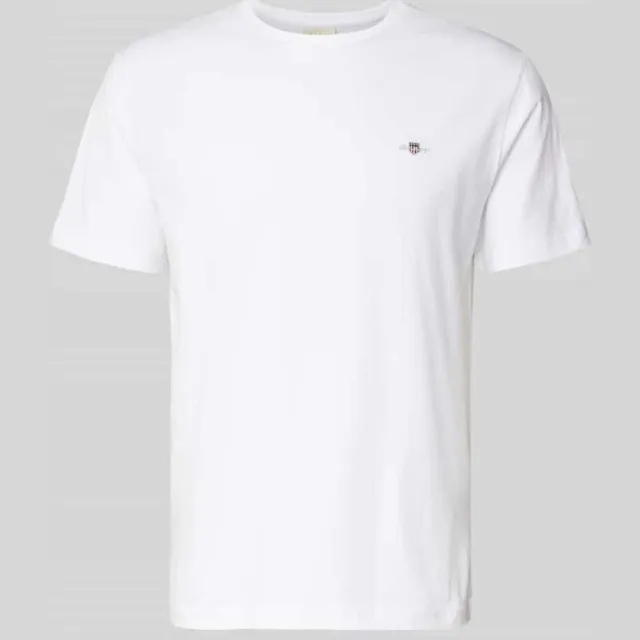 Gant Regular fit T-shirt met labelstitching, model 'SHIELD' wit, foto 2