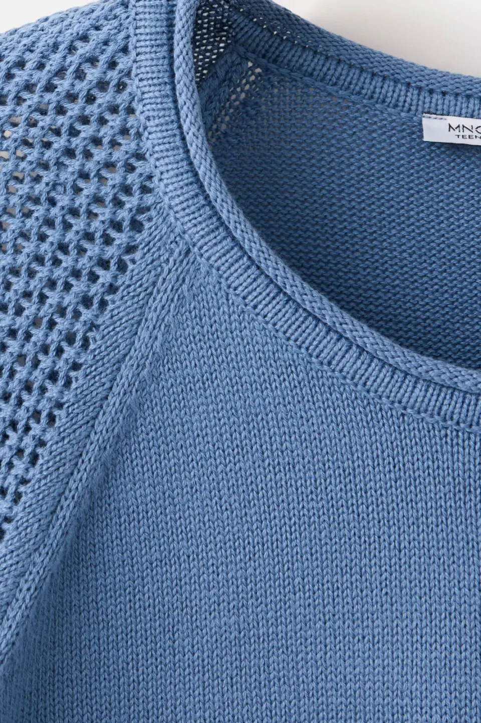 Mango TEEN katoenen gebreide trui - blauw, foto 6