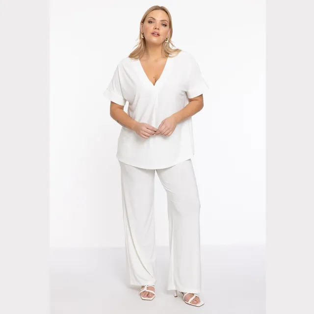 Yoek wijde broek beige