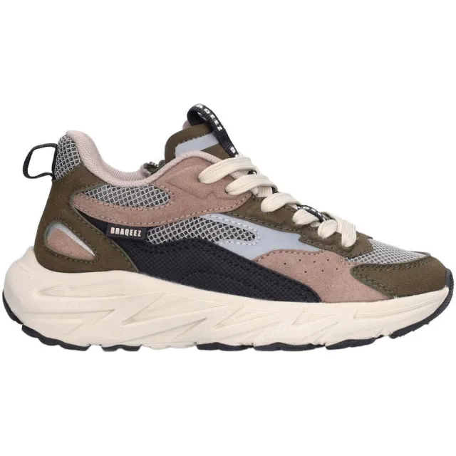 Braqeez Matteo chunky suède sneakers - groen/taupe