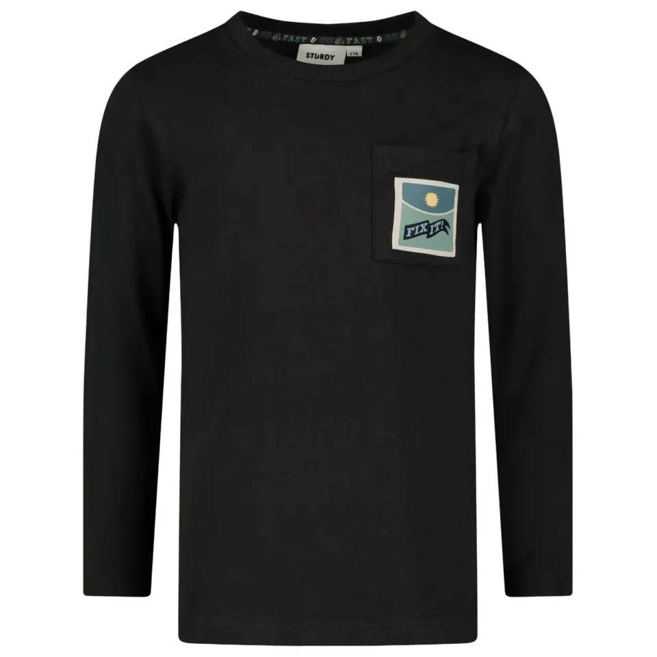 Sturdy rechtvallende longsleeve met backprint antraciet, foto 2