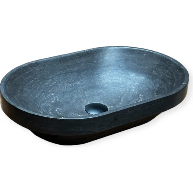 Casajoy Waskom Casajoy Bold 53x35x12cm Natuursteen Ovaal Zwart