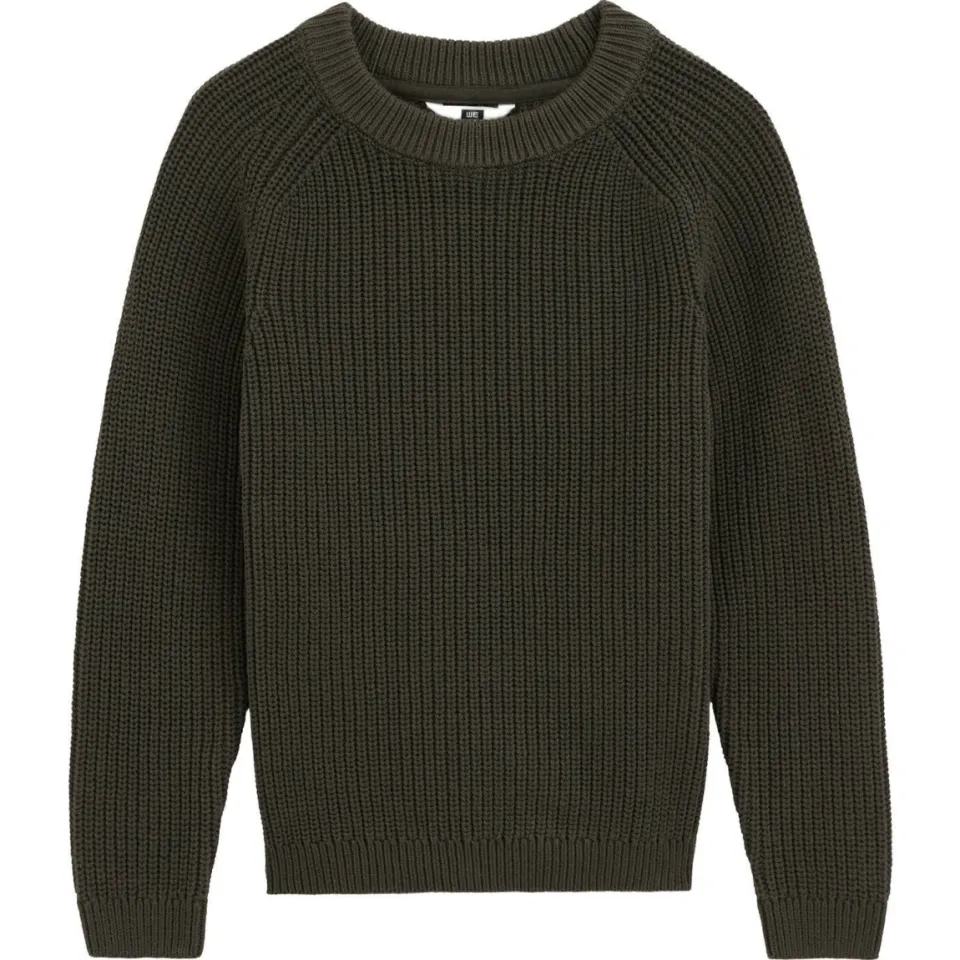 WE Fashion katoenen gebreide trui - olijfgroen, foto 3