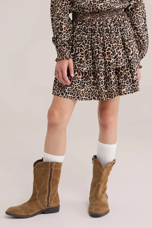 WE Fashion korte rok panterprint beige, foto 3