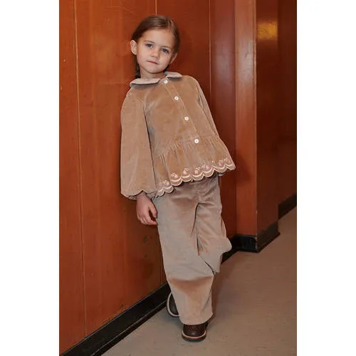 Copenhagen Colors corduroy blouse met borduursels beige, foto 4