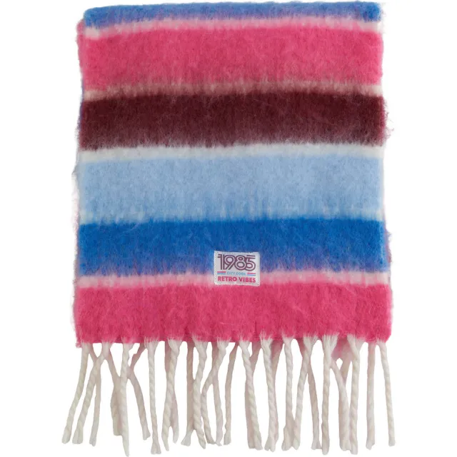 WE Fashion gestreepte sjaal blauw/roze/ecru