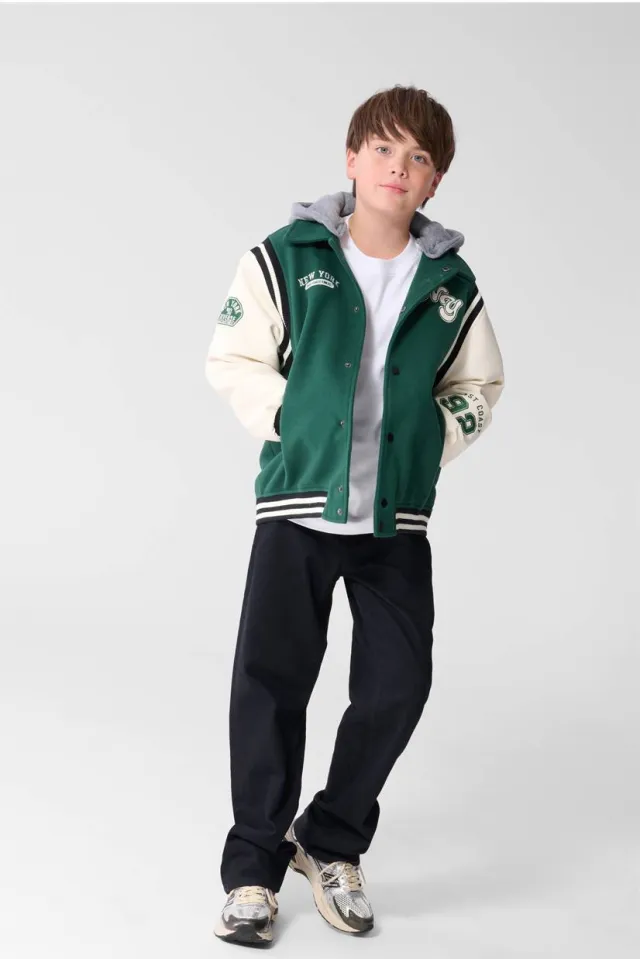 Shoeby baseball jack met tekst groen Groen/wit