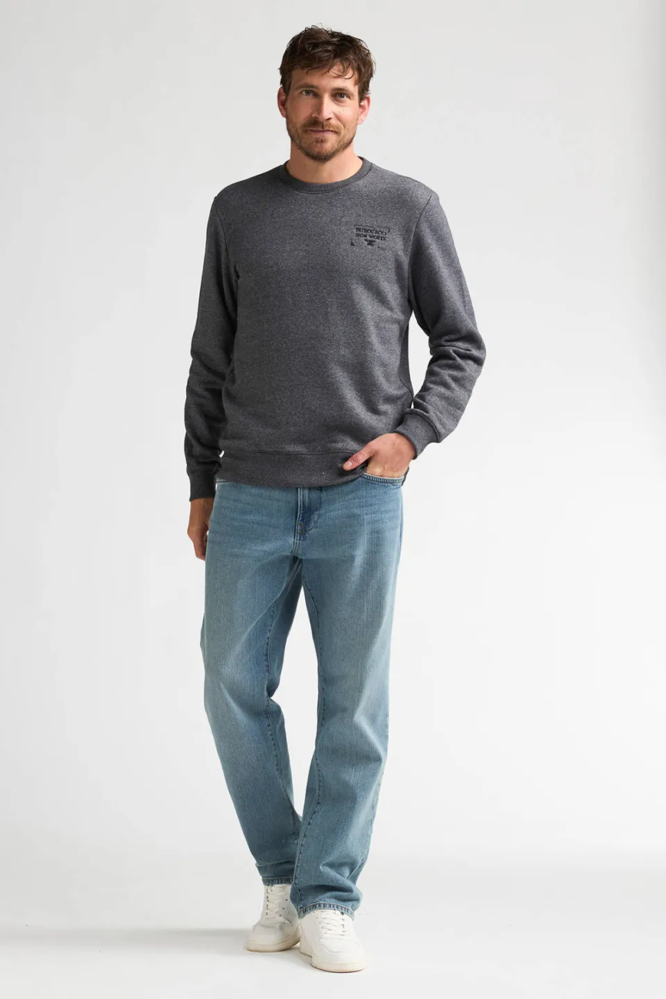 Petrol Industries regular fit sweater met borduursels - grijs, foto 3
