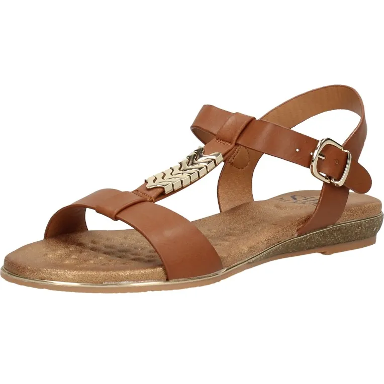 Sub55 sandalen plat cognac, foto 3