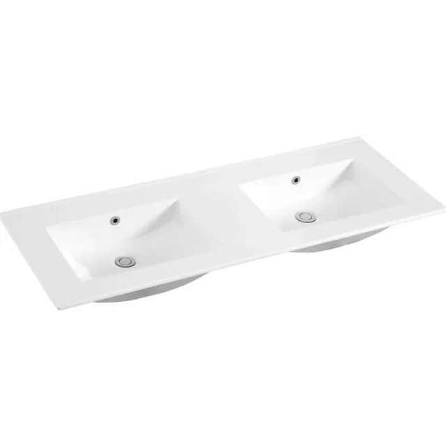 Sanilux Wastafel Sanilux Classic 120x47x2,5 cm Keramiek Wit Dubbel Sanilux