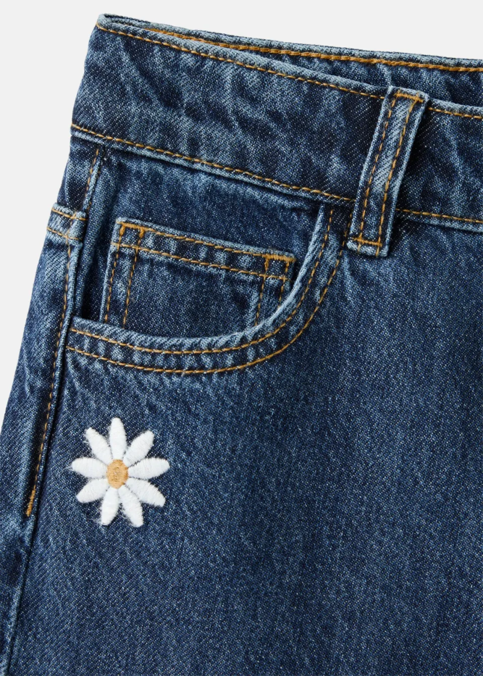 Mango Kids wide leg gebloemde jeans met borduursels - changeant blauw, foto 4