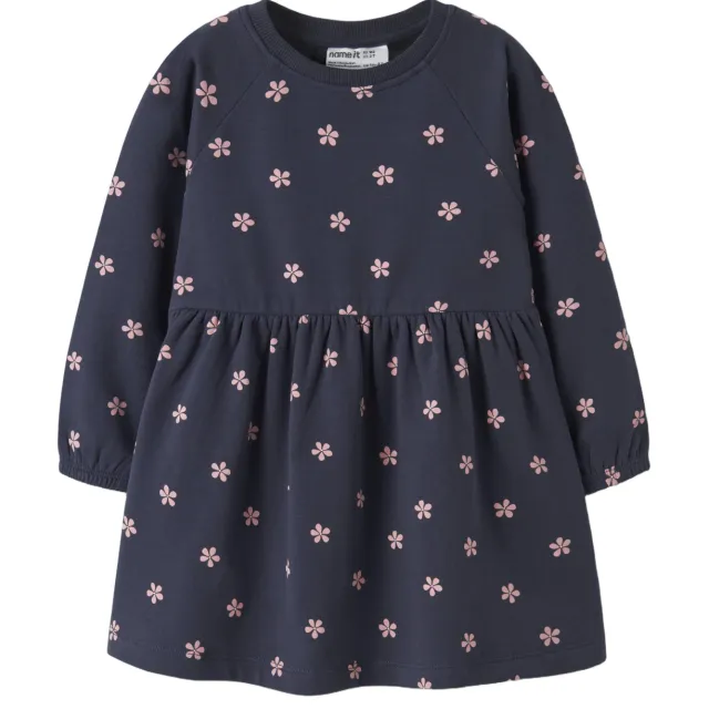 NAME IT MINI gebloemde sweatjurk donkerblauw