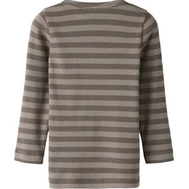 NAME IT MINI slim fit gestreepte longsleeve bruin, foto 3