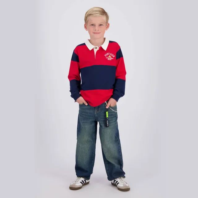 Vingino gestreepte longsleeve rood navy Blauw/rood