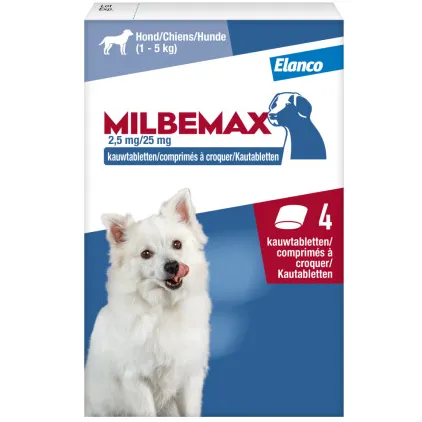Milbemax kauwtabletten kleine honden en puppies 4 tabletten
