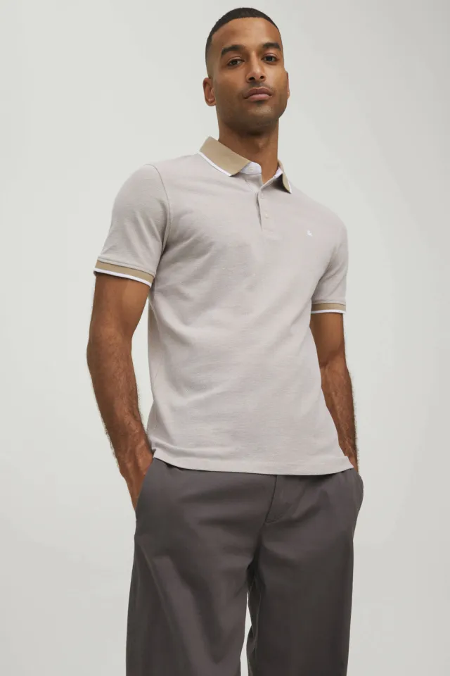 Jack & Jones ESSENTIALS slim fit polo JJEPAULOS beige, foto 4