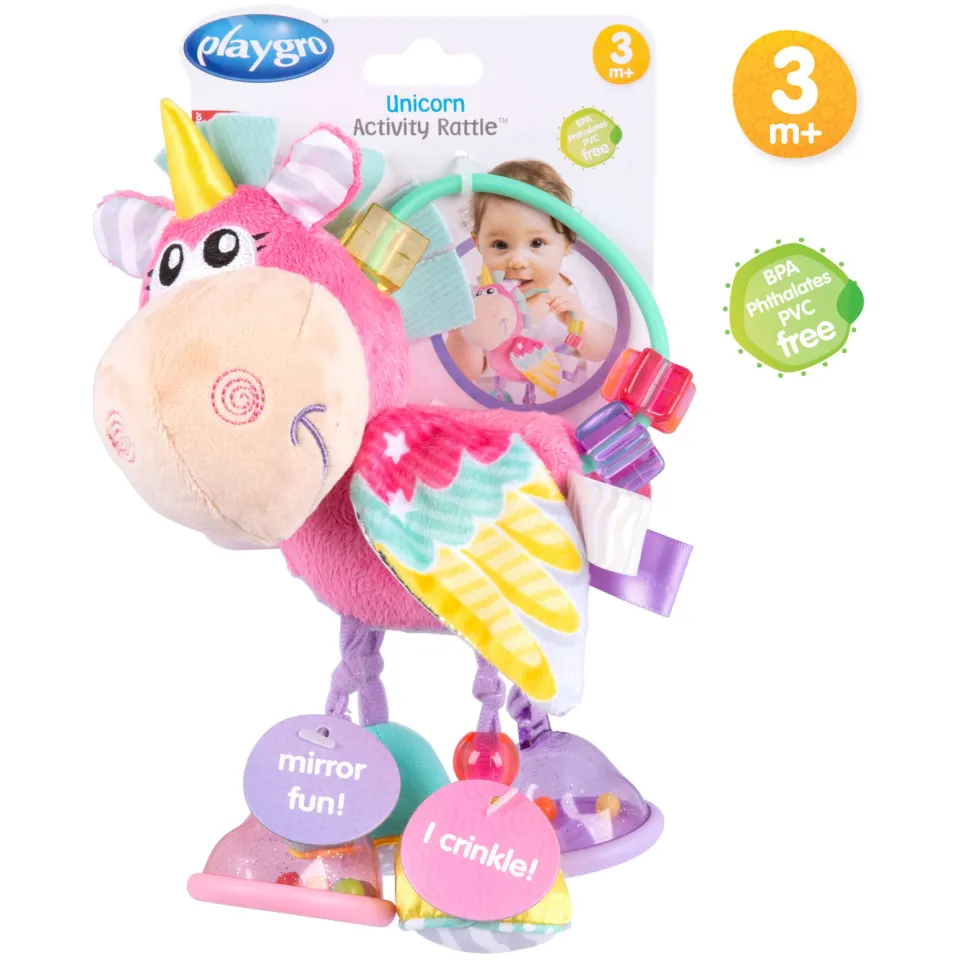 PLAYGRO Eenhoorn Activiteiten rammelaar roze, foto 4