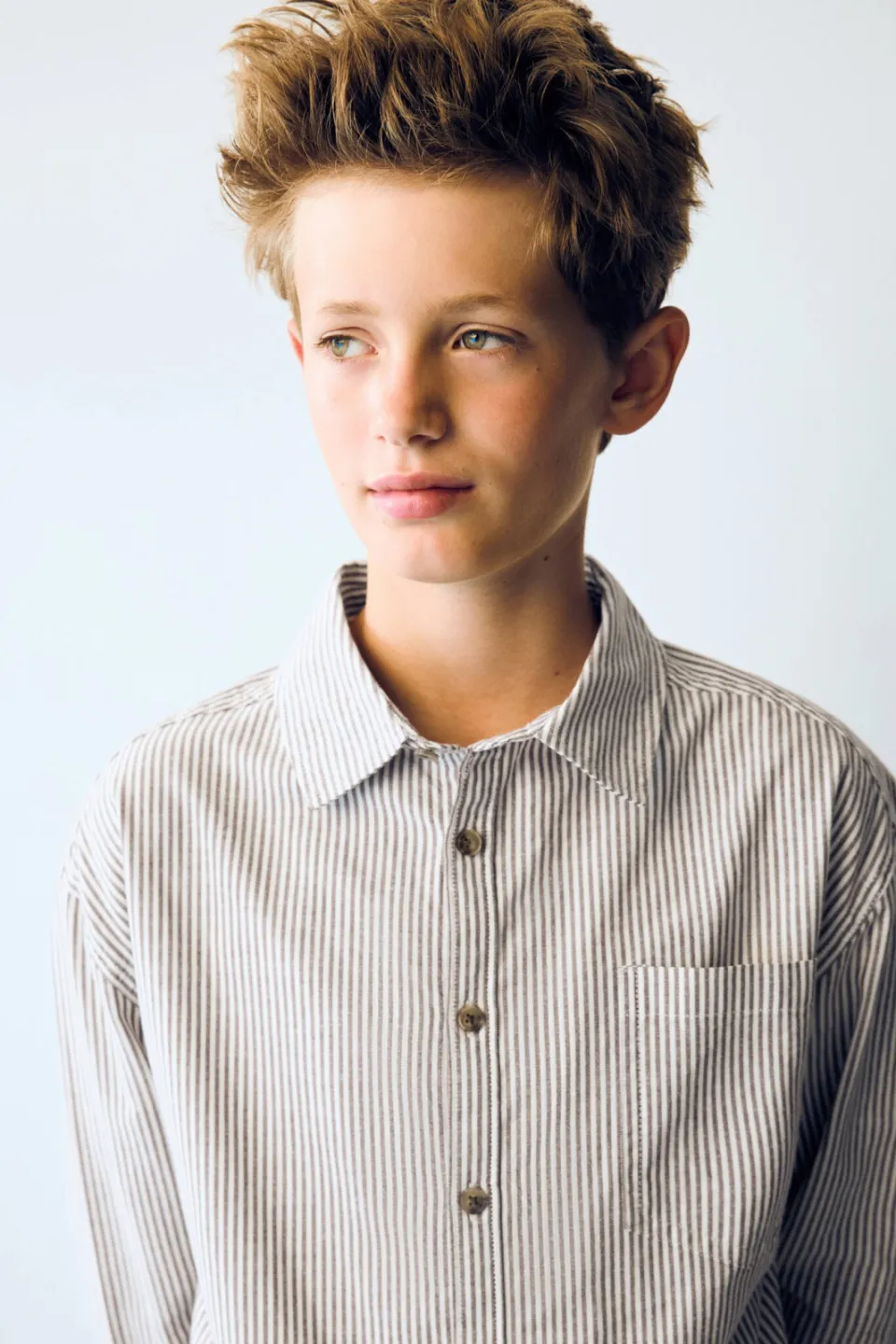 Mango Kids gestreept overhemd - bruin Bruin/wit