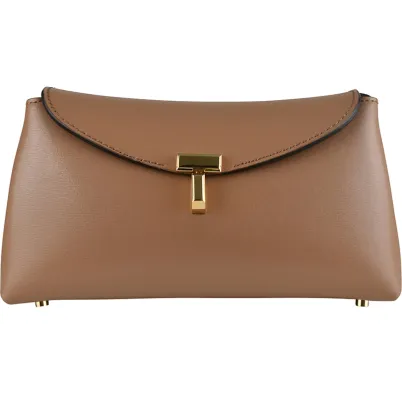 Totême Mini T-Lock clutch kameel Bruin