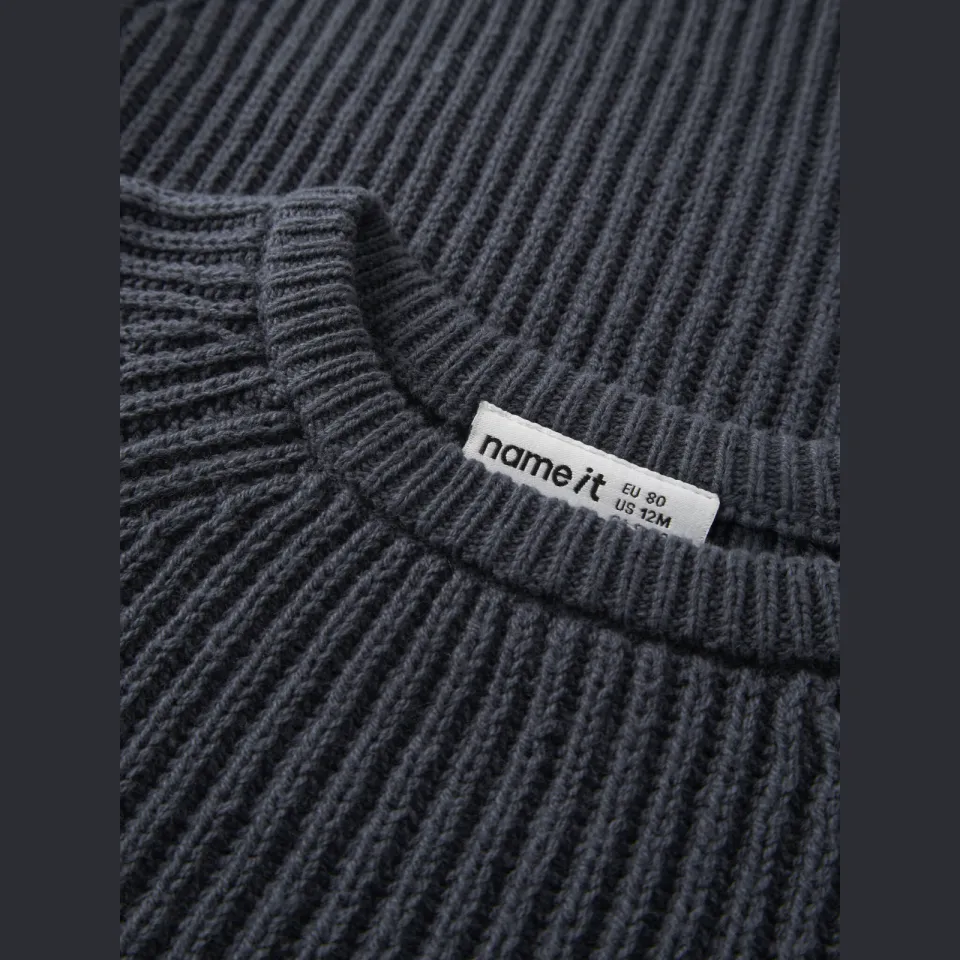 NAME IT MINI rechtvallende gebreide trui - warm donkerblauw, foto 2
