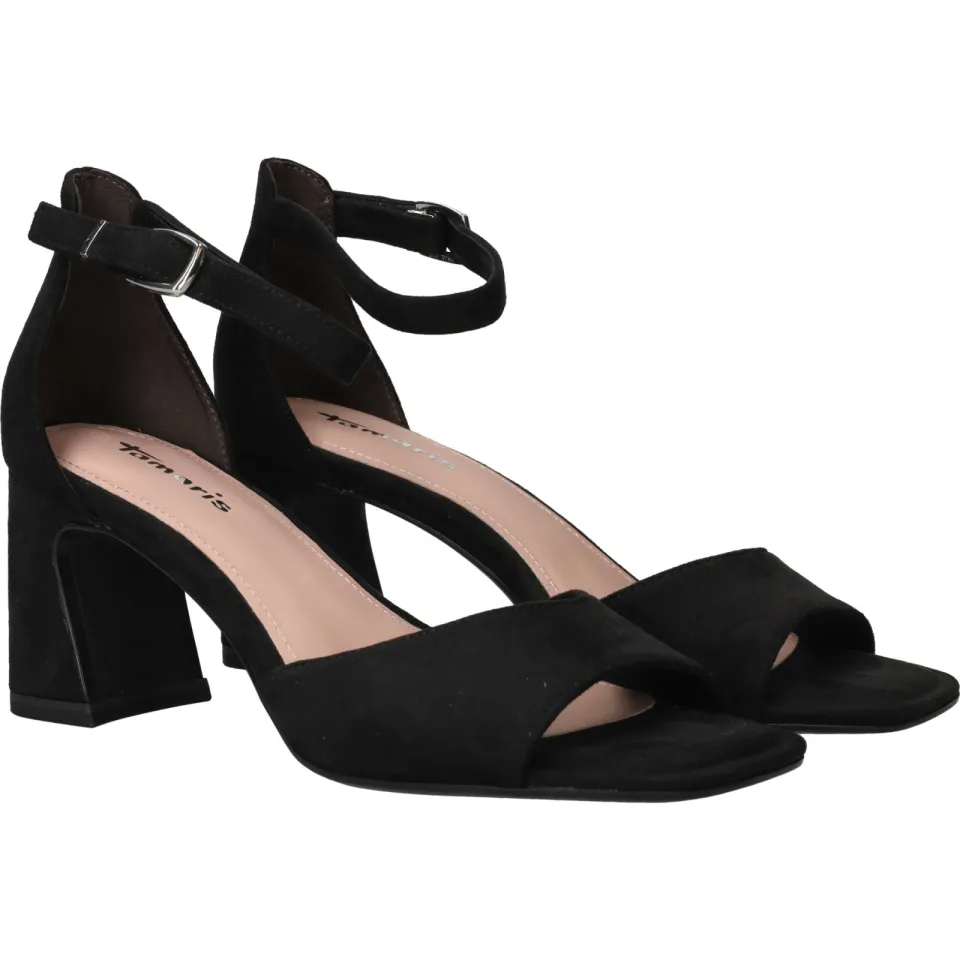 Tamaris sandalen met hak en enkelbandje zwart, foto 3
