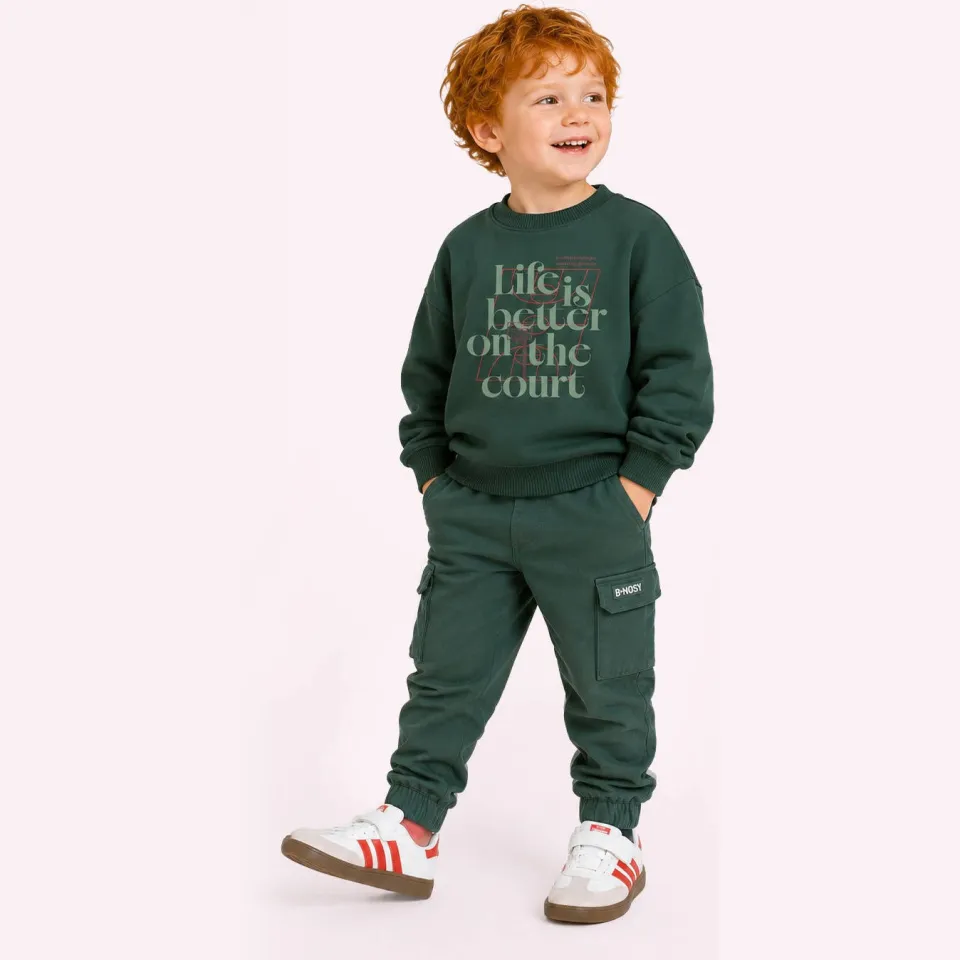 B.Nosy rechtvallende sweater met print - grijsgroen