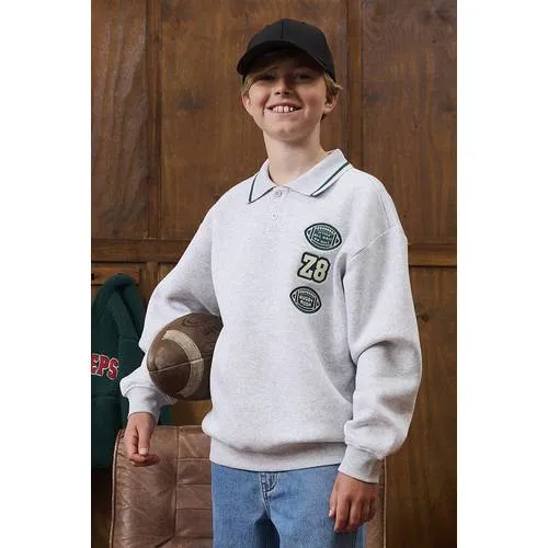 Z8 kids sweater met borduursels en tekst - grijs/groen, foto 6