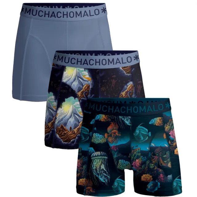 Muchachomalo Heren 3-pack Boxershorts Deep Sea Mountaintops Veelkleurig