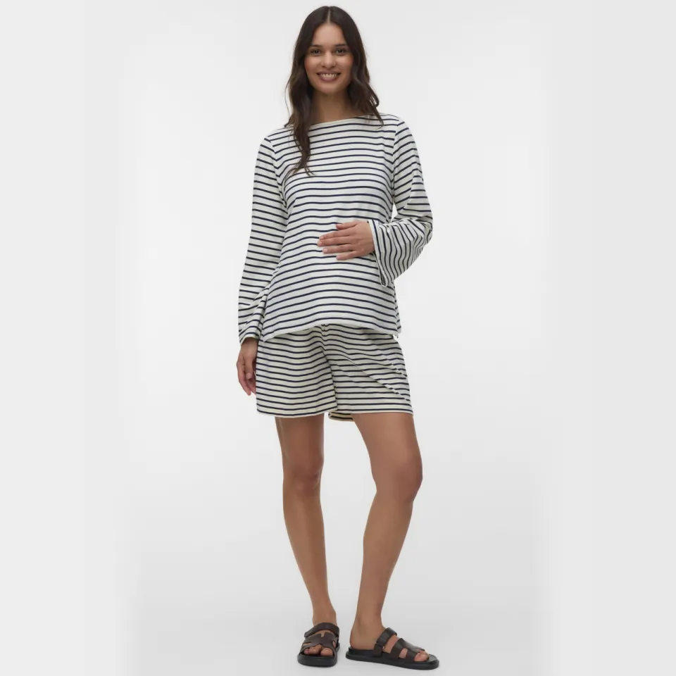 Mamalicious zwangerschaps gestreepte longsleeve donkerblauw ecru/donkerblauw, foto 3
