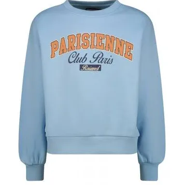 Raizzed boxy sweater met tekst - lichtblauw Tekst