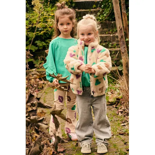 Daily7 faux fur jas met hartjes beige, foto 5