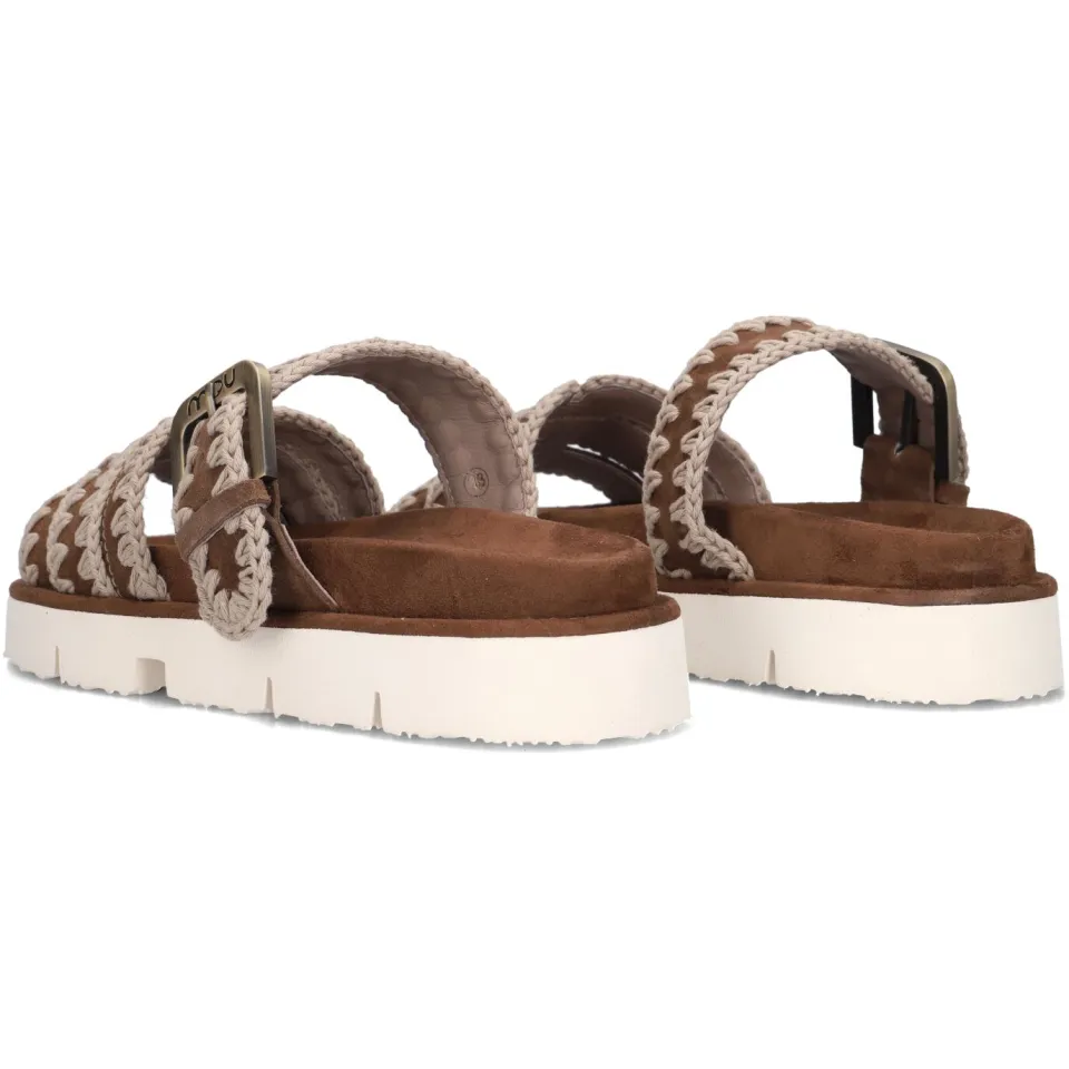 Mou Bio Sandal Buckle Strap slippers bruin, foto 4